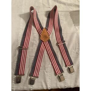 VTG CLC Red White Blue Flag Suspenders Heavy Duty 2” Custom Leathercraft
